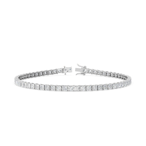 Adriana princess cut tennis lab grown diamond bracelet in white gold - view 1
