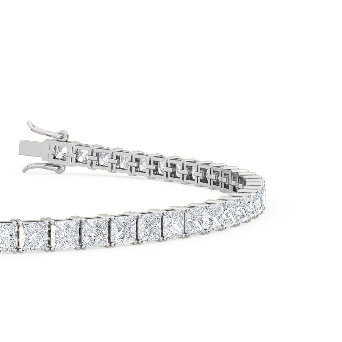 Adriana princess cut tennis lab grown diamond bracelet in white gold - view 3