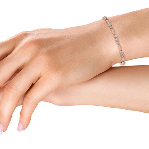 Aurelie sculpted link lab grown diamond bracelet in rose gold - view 2