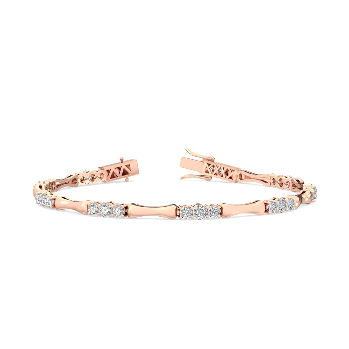 Aviva diamond bar link lab grown diamond bracelet in rose gold - view 1