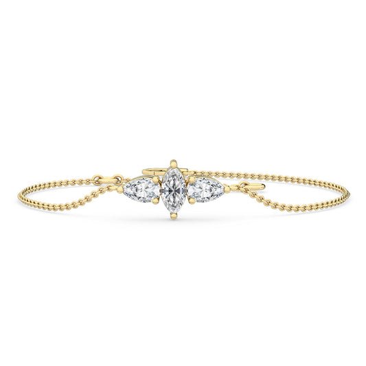 Bianca marquise-accent chain lab grown diamond bracelet in yellow gold - view 1