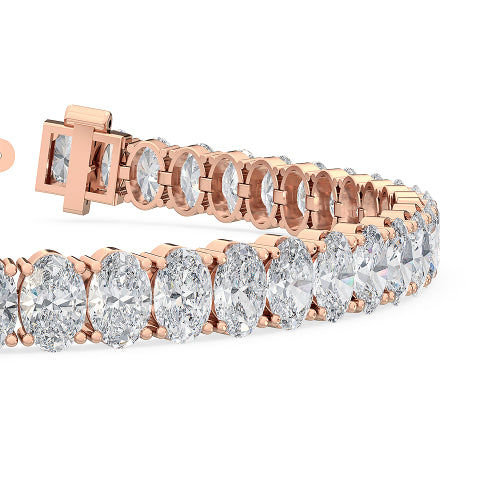 Alea oval tennis lab grown diamond bracelet in rose gold - view 2