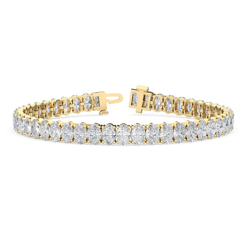 Alea oval tennis lab grown diamond bracelet in yellow gold - view 1