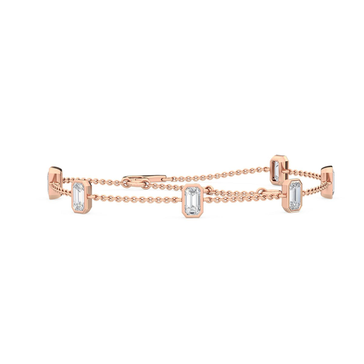 Alexia emerald bezel station lab grown diamond bracelet in rose gold - view 1