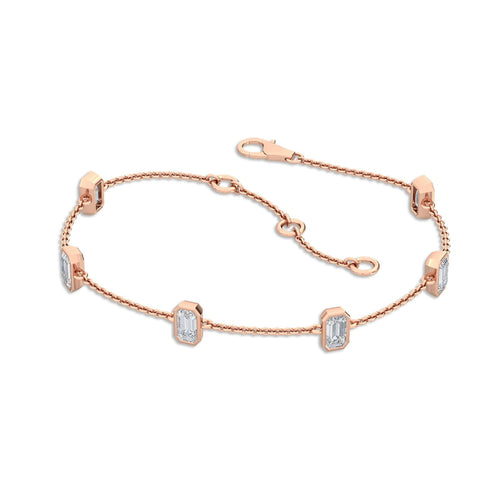 Alexia emerald bezel station lab grown diamond bracelet in rose gold - view 3