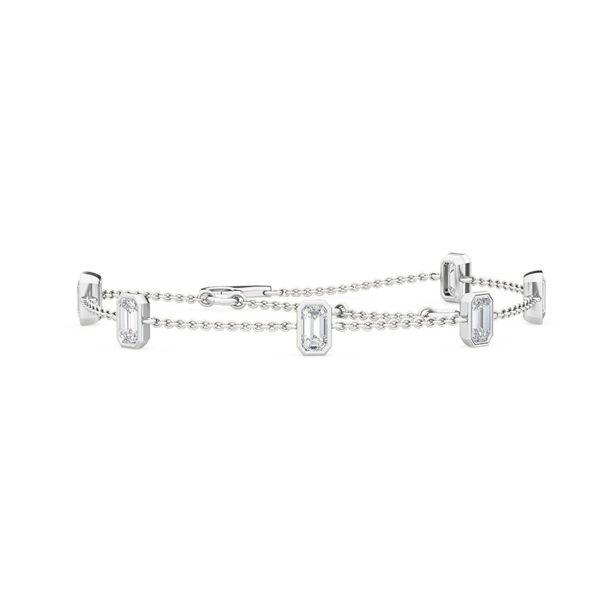 Alexia emerald bezel station lab grown diamond bracelet in white gold - view 1