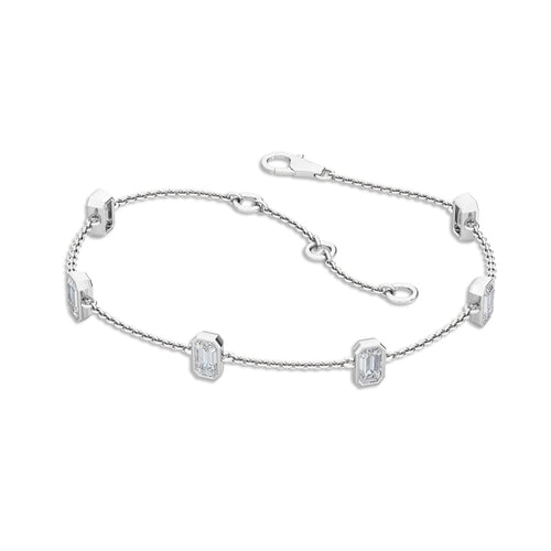Alexia emerald bezel station lab grown diamond bracelet in white gold - view 3
