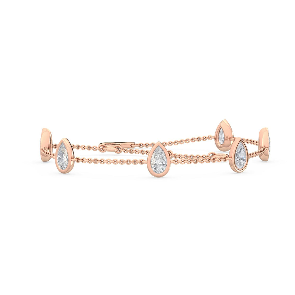 Althea pear bezel station lab grown diamond bracelet in rose gold - view 1