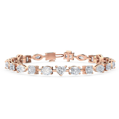 Celine mixed shape link lab grown diamond bracelet in rose gold - view 1