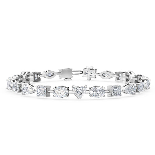 Celine mixed shape link lab grown diamond bracelet in white gold - view 1