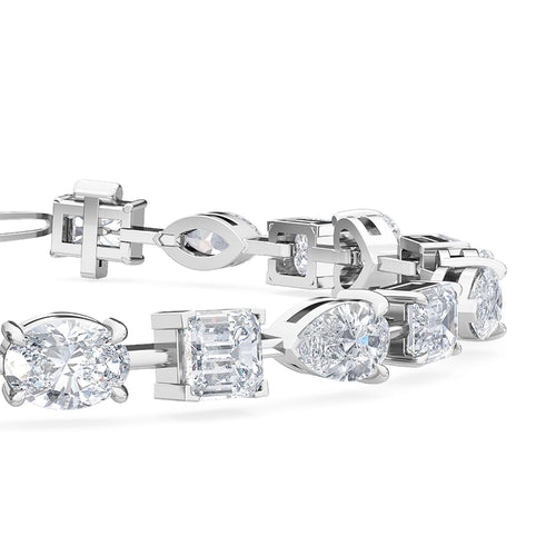 Celine mixed shape link lab grown diamond bracelet in white gold - view 3