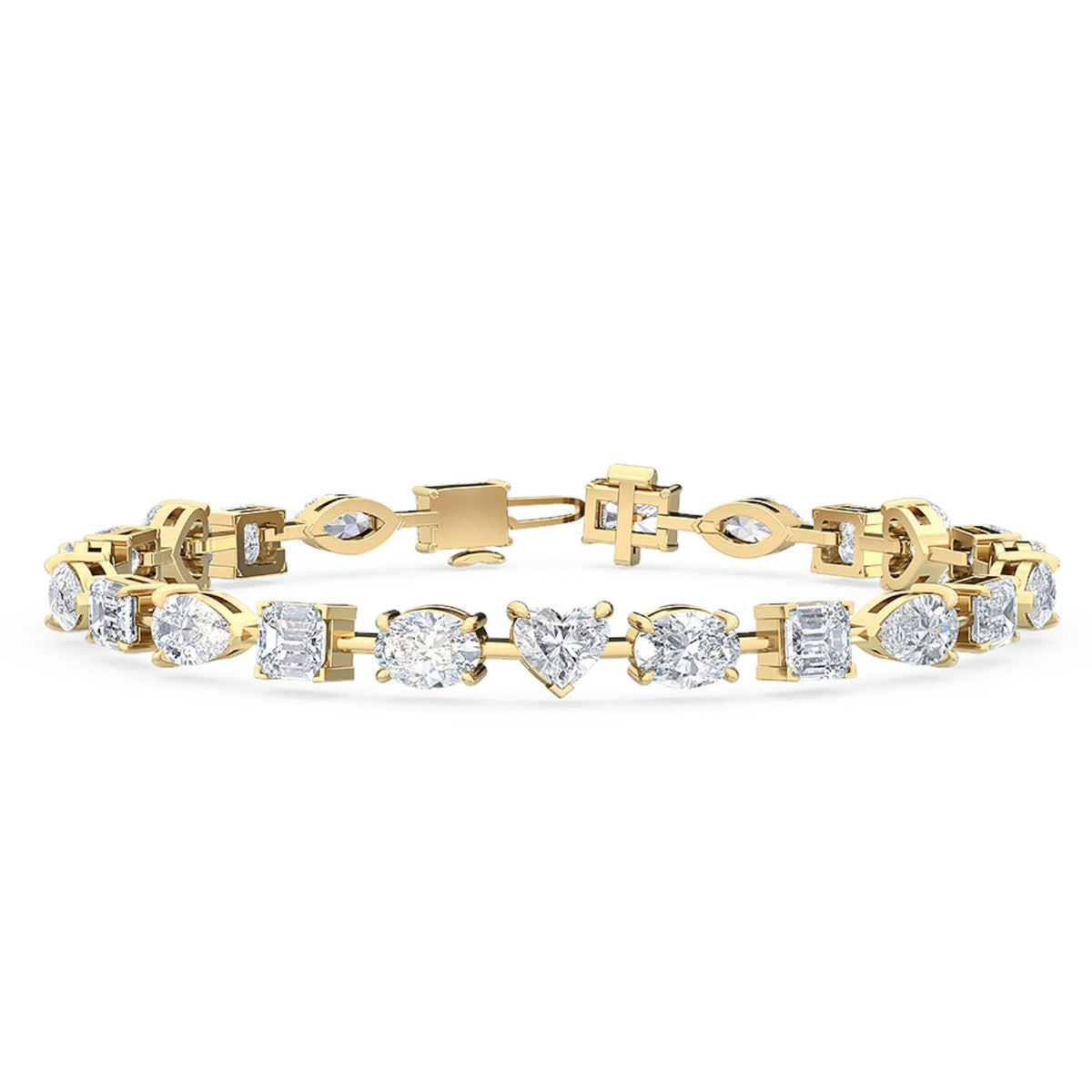 Celine mixed shape link lab grown diamond bracelet in yellow gold - view 1