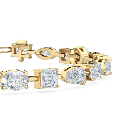 Celine mixed shape link lab grown diamond bracelet in yellow gold - view 3