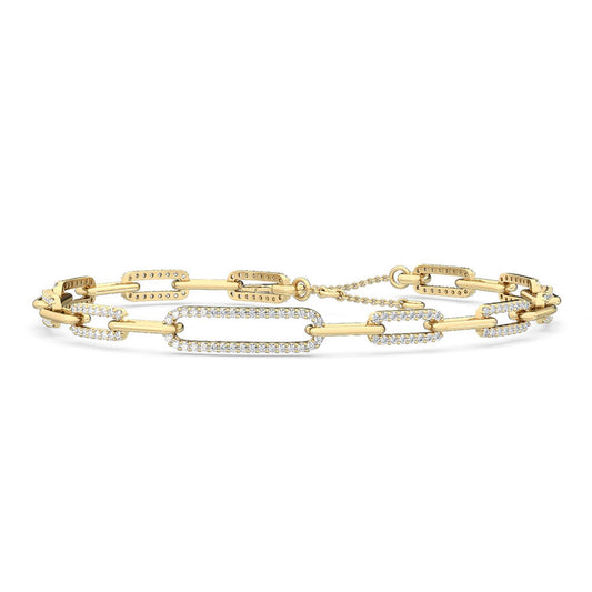 Celeste diamond paperclip link lab grown diamond bracelet in yellow gold - view 1