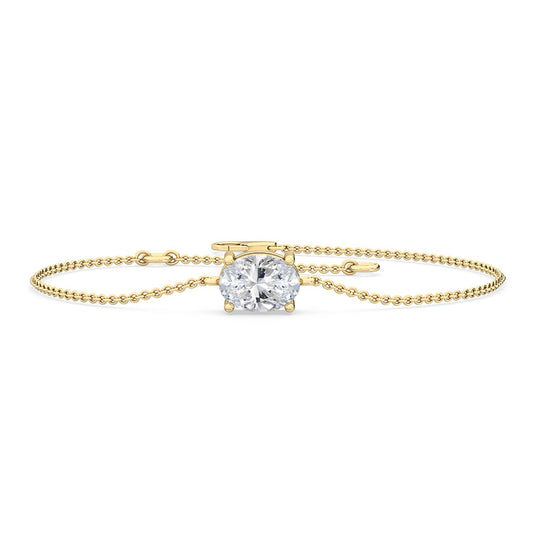 Coralie oval solitaire chain lab grown diamond bracelet in yellow gold - view 1
