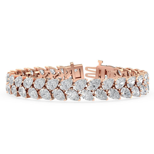 Aria pear double row lab grown diamond bracelet in rose gold - view 1
