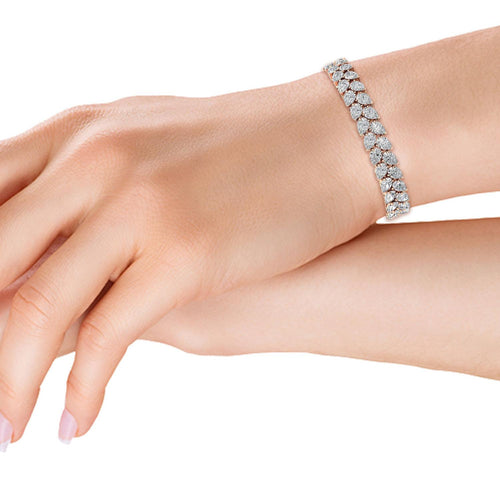 Aria pear double row lab grown diamond bracelet in rose gold - view 2