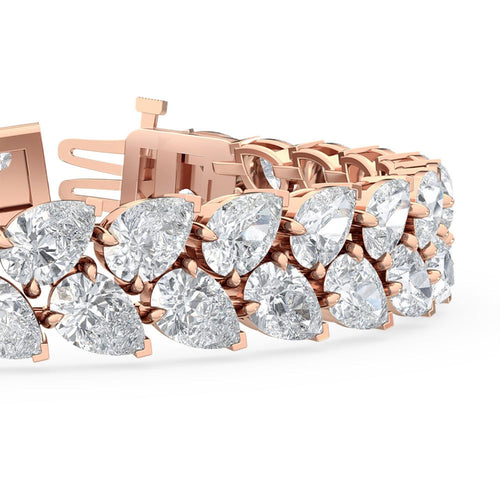 Aria pear double row lab grown diamond bracelet in rose gold - view 3
