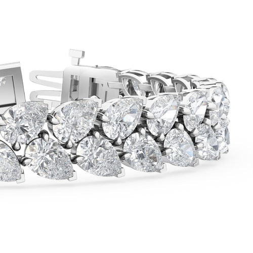 Aria pear double row lab grown diamond bracelet in white gold - view 3