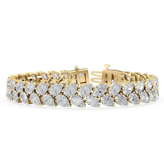 Aria pear double row lab grown diamond bracelet in yellow gold - view 1