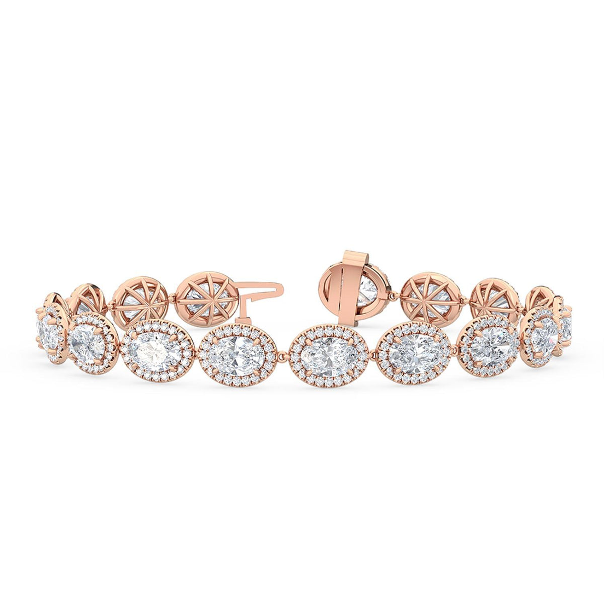 Cleo oval halo lab grown diamond bracelet in rose gold - view 1