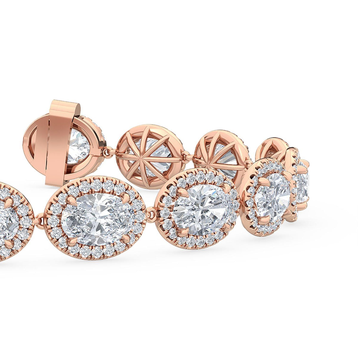 Cleo oval halo lab grown diamond bracelet in rose gold - view 3