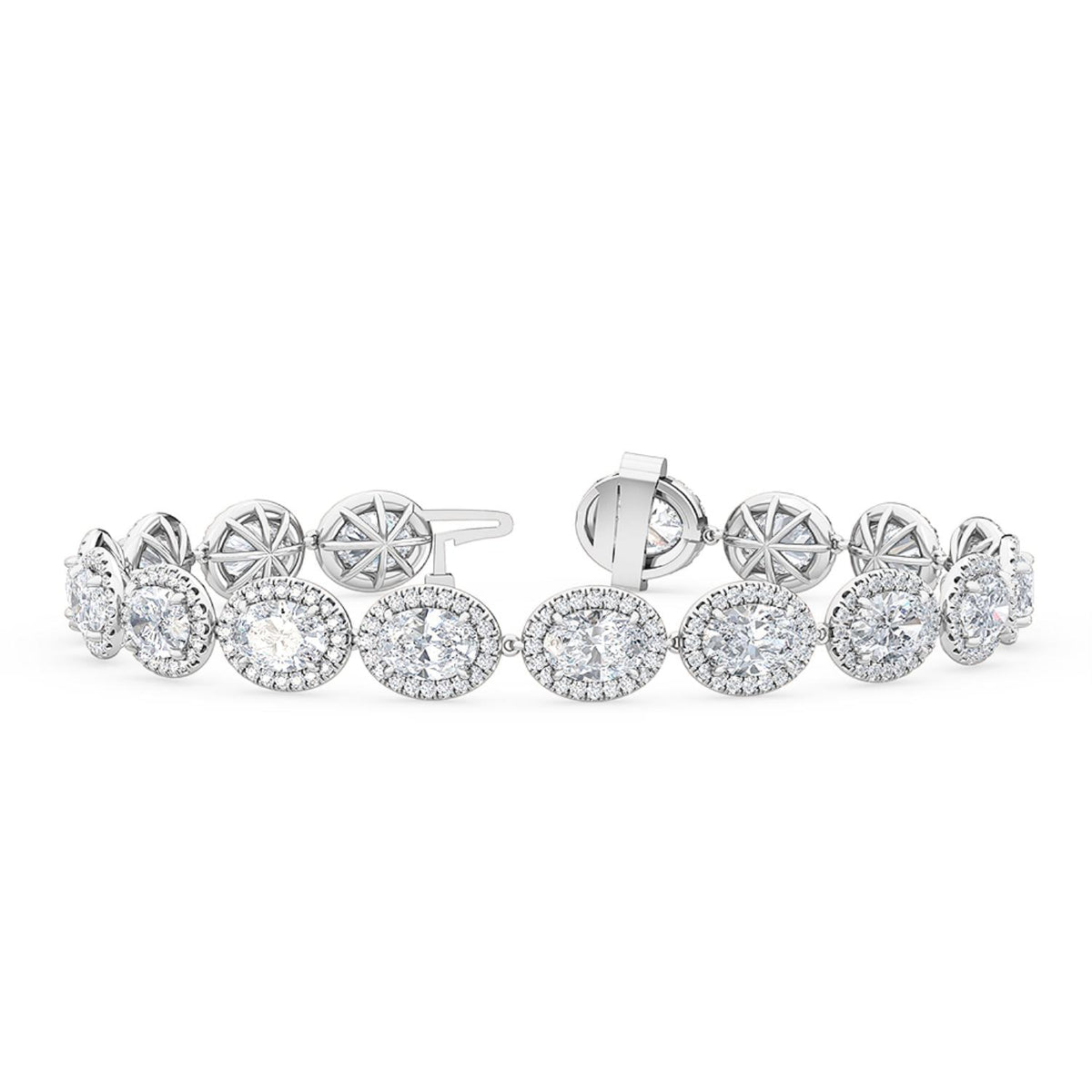 Cleo oval halo lab grown diamond bracelet in white gold - view 1