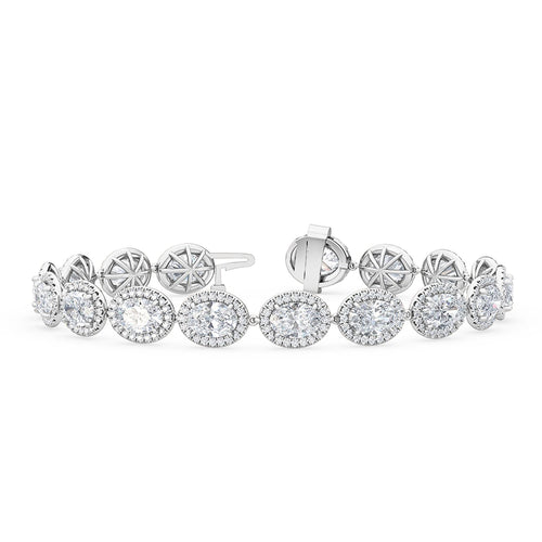 Cleo oval halo lab grown diamond bracelet in white gold - view 1