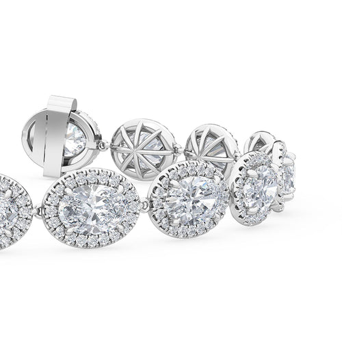 Cleo oval halo lab grown diamond bracelet in white gold - view 3
