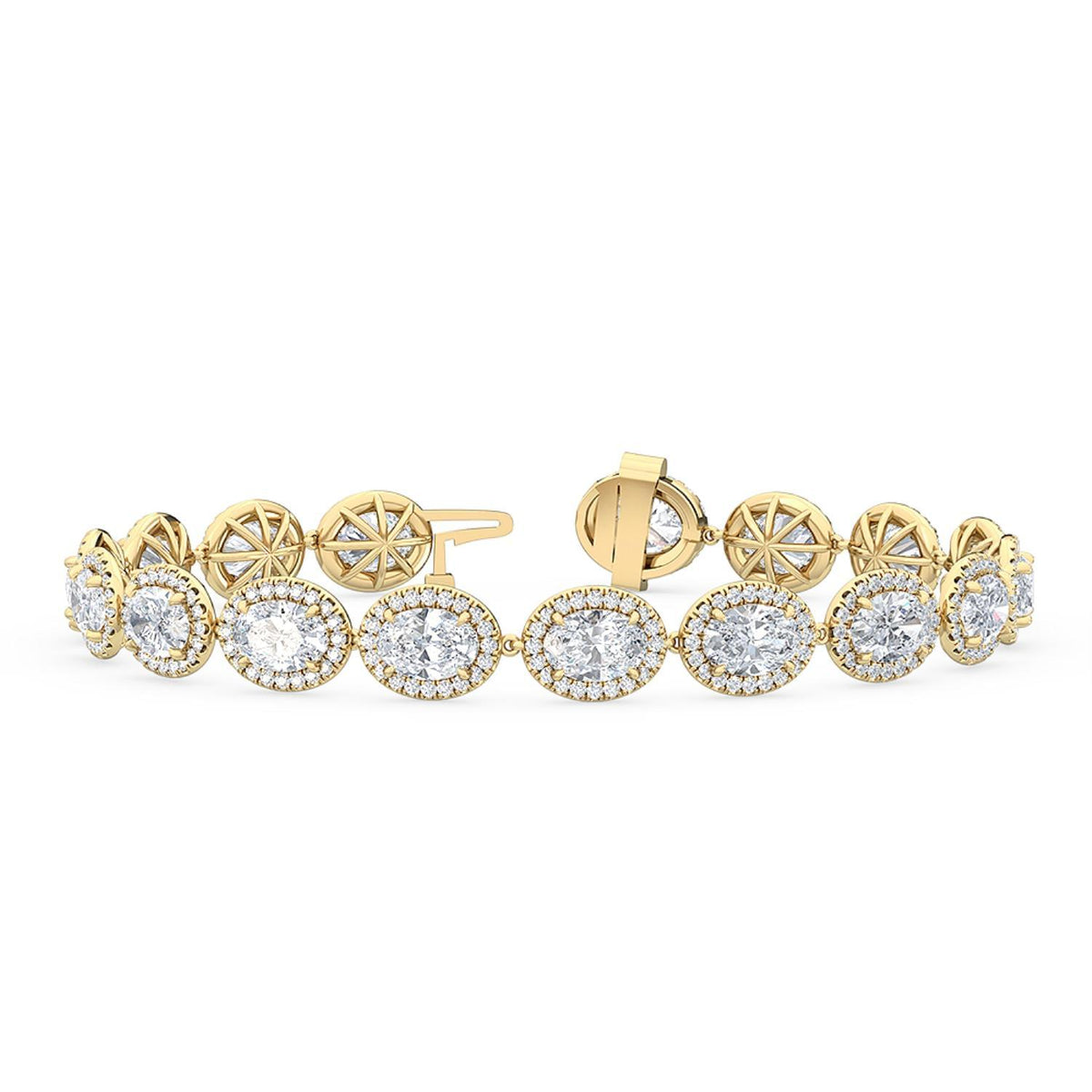 Cleo oval halo lab grown diamond bracelet in yellow gold - view 1