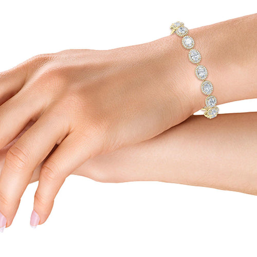 Cleo oval halo lab grown diamond bracelet in yellow gold - view 2