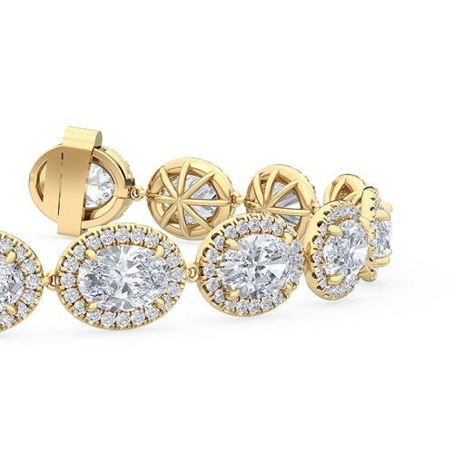 Cleo oval halo lab grown diamond bracelet in yellow gold - view 3