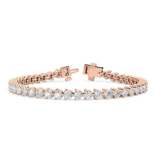 Artemis round classic tennis lab grown diamond bracelet in rose gold - view 1