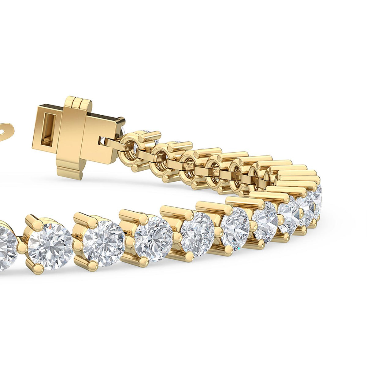 Artemis round classic tennis lab grown diamond bracelet in yellow gold - view 3