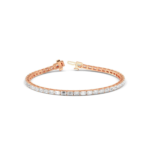 Aurora east-west emerald tennis lab grown diamond bracelet in rose gold - view 1