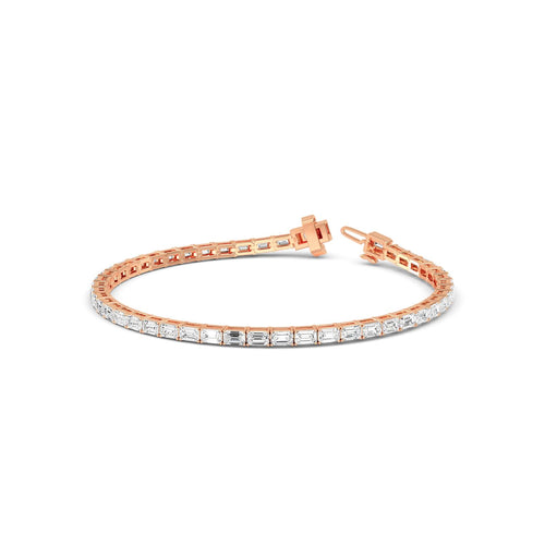Aurora east-west emerald tennis lab grown diamond bracelet in rose gold - view 2