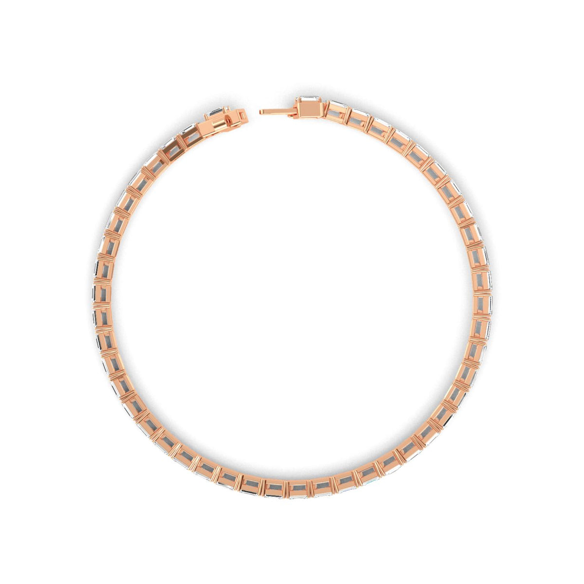 Aurora east-west emerald tennis lab grown diamond bracelet in rose gold - view 3