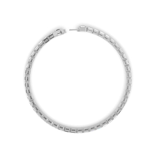 Aurora east-west emerald tennis lab grown diamond bracelet in white gold - view 3