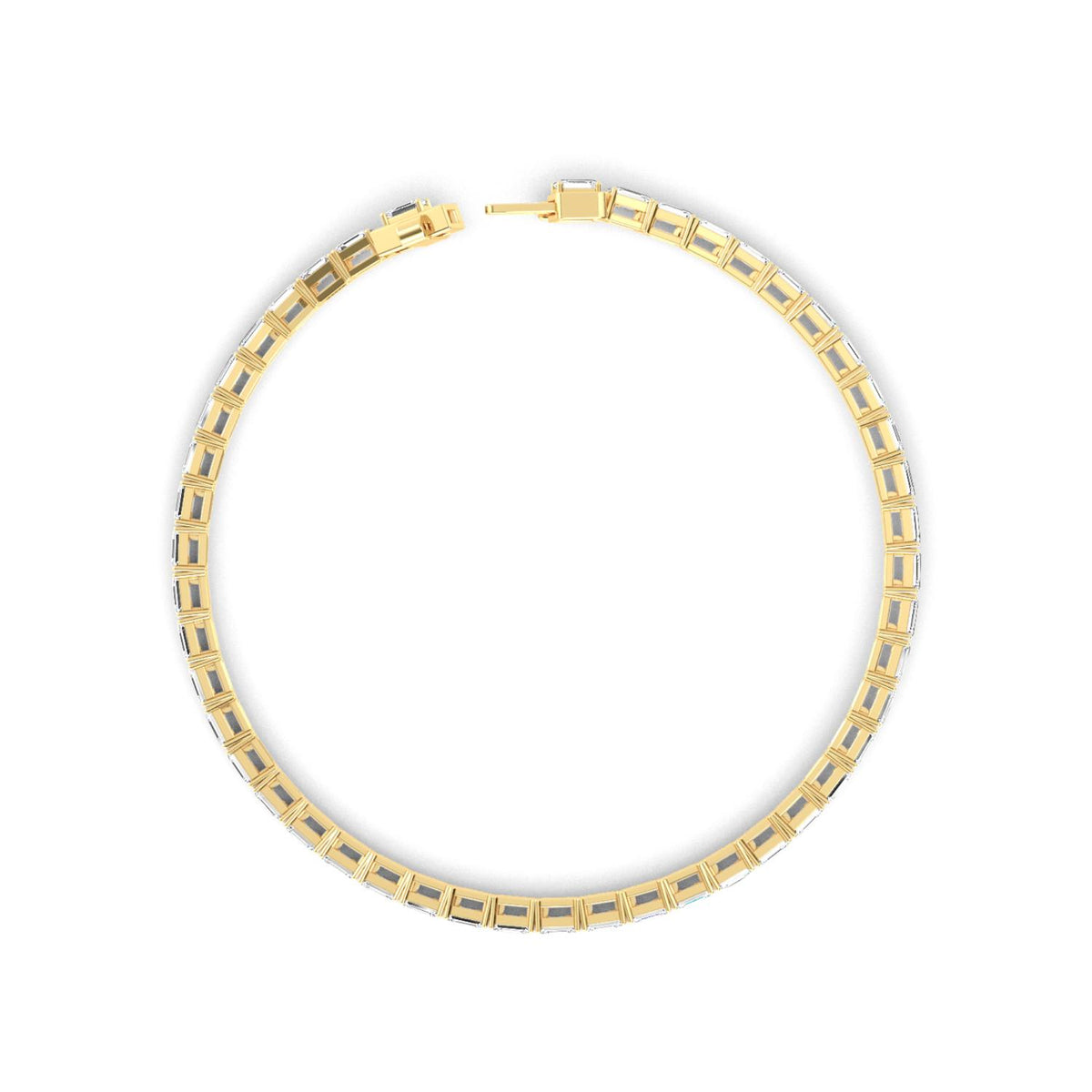 Aurora east-west emerald tennis lab grown diamond bracelet in yellow gold - view 3