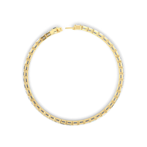 Aurora east-west emerald tennis lab grown diamond bracelet in yellow gold - view 3