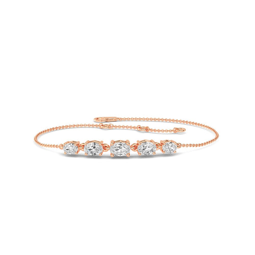 Liora graduated diamond chain lab grown diamond bracelet in rose gold - view 1