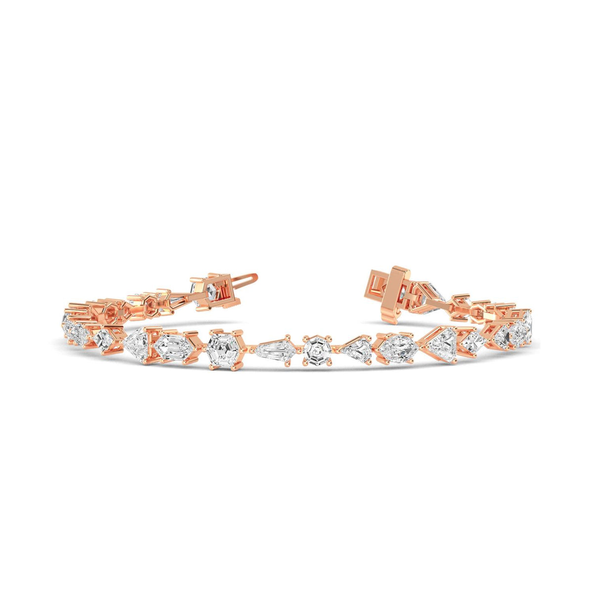 Lucia mixed shape statement lab grown diamond bracelet in rose gold - view 1