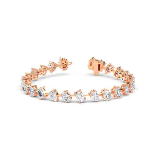 Elora mixed shape open link lab grown diamond bracelet in rose gold - view 1