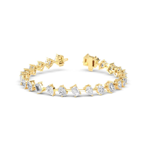 Elora mixed shape open link lab grown diamond bracelet in yellow gold - view 1