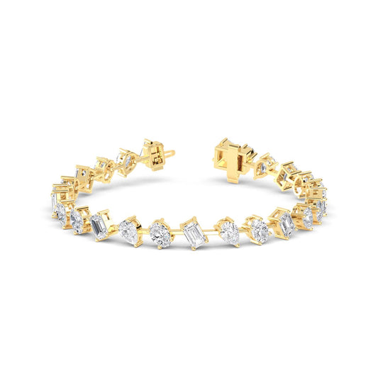 Elora mixed shape open link lab grown diamond bracelet in yellow gold - view 1