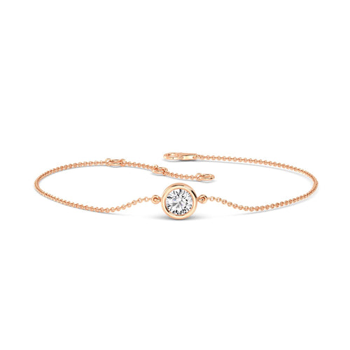 Emilia round bezel solitaire lab grown diamond bracelet in rose gold - view 1