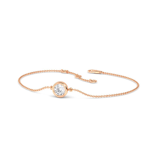 Emilia round bezel solitaire lab grown diamond bracelet in rose gold - view 3