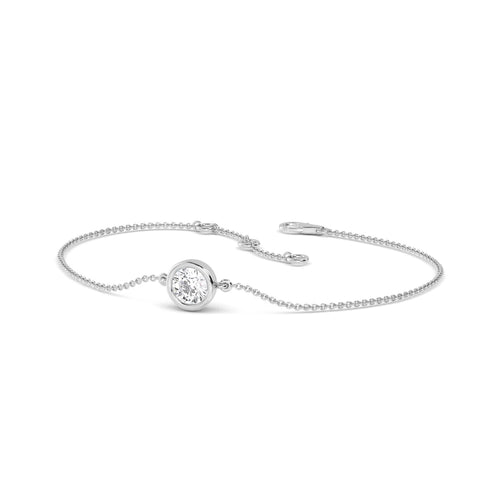 Emilia round bezel solitaire lab grown diamond bracelet in white gold - view 3