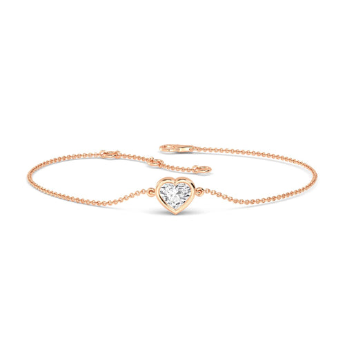 Freya heart bezel solitaire lab grown diamond bracelet in rose gold - view 1