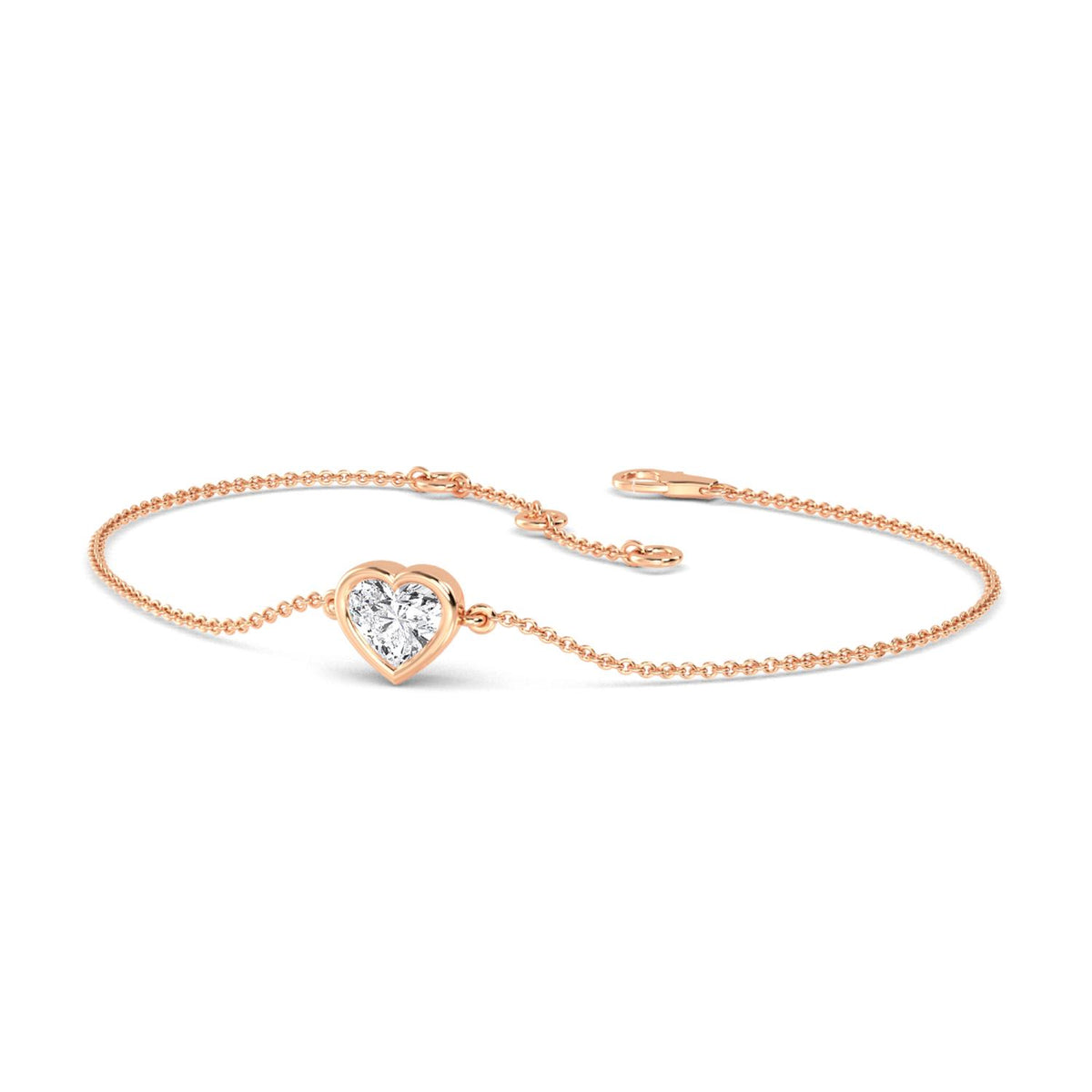 Freya heart bezel solitaire lab grown diamond bracelet in rose gold - view 3